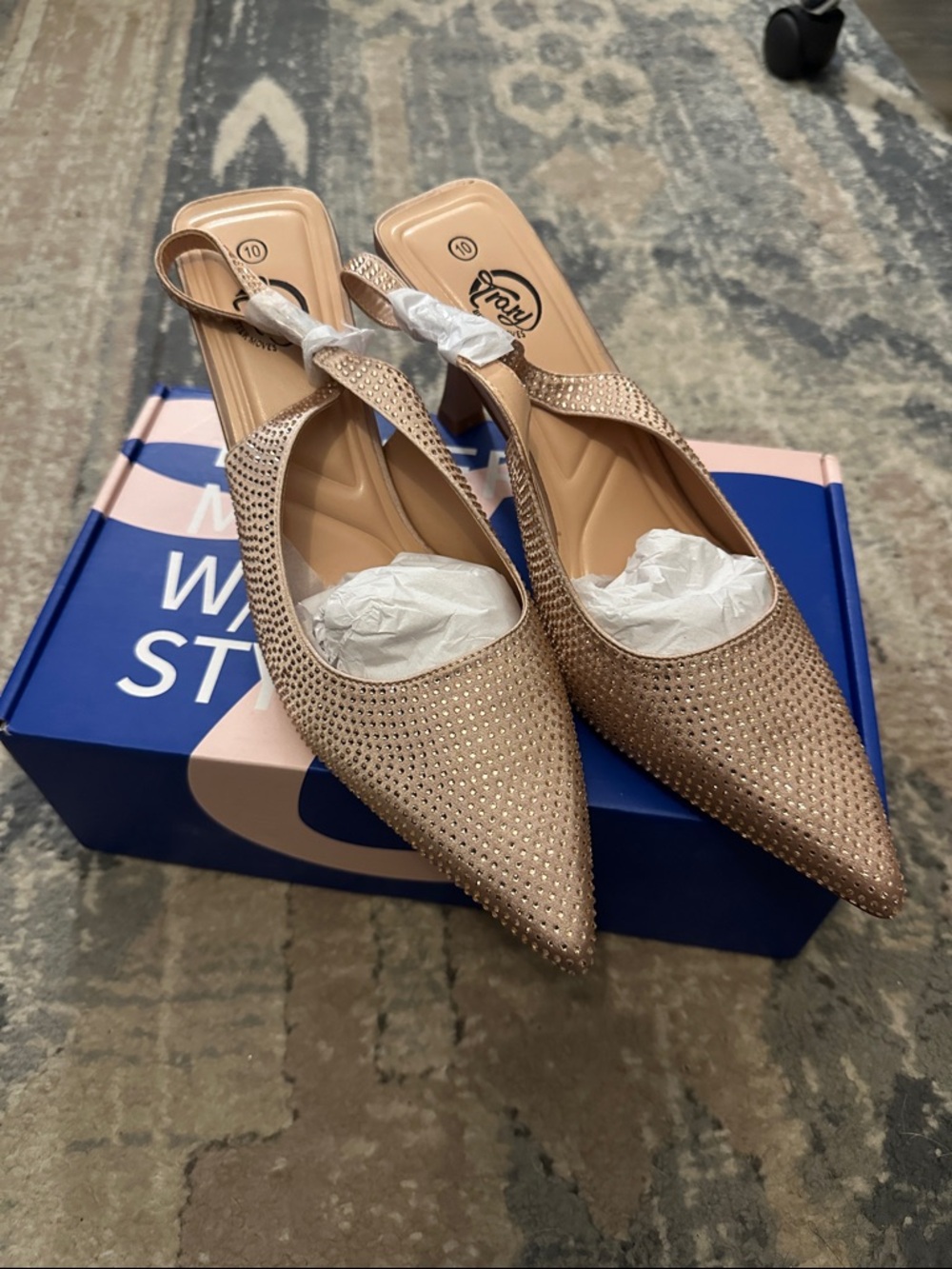 Unbranded Women's Pointed Slingback Flats in Rose Gold